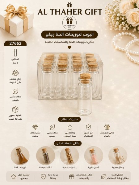 انبوب لتوزيعات الحنا 6سم /12